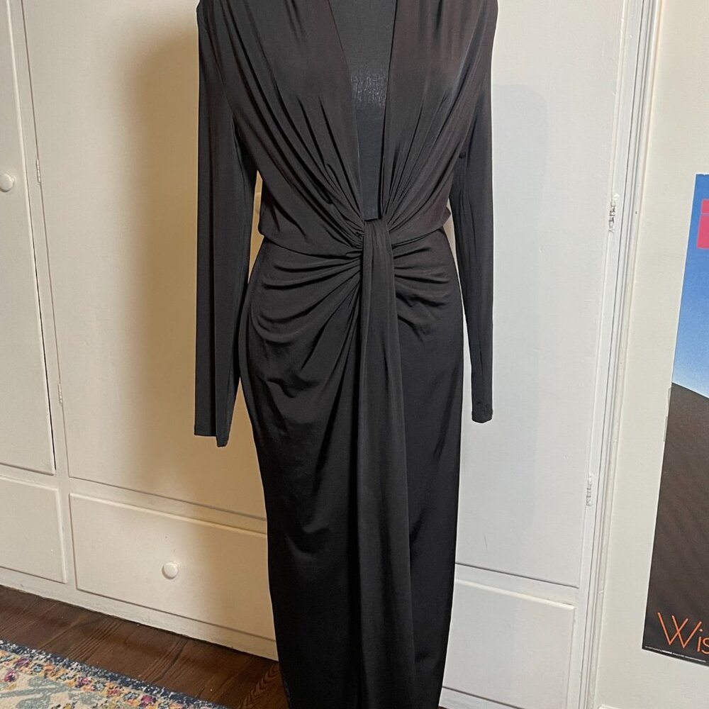 Front Twist Midi Dress - Black